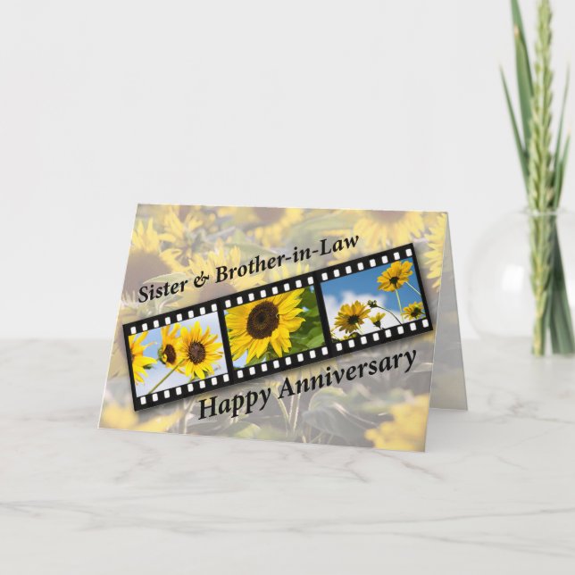 Tarjeta Hermana y cuñado, girasol Fil del aniversario (Anverso)