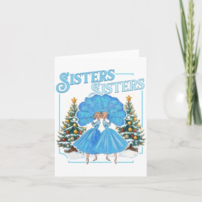 Tarjeta Hermanas Dedicadas Navidad Blanca Feliz Navidad Co (Anverso)