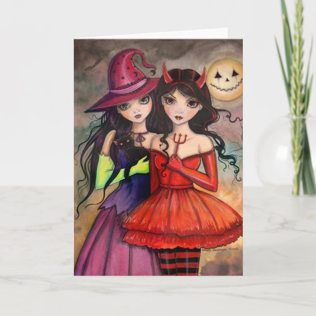 Tarjeta Hermanas del arte gótico de la fantasía de Hallowe (Anverso)
