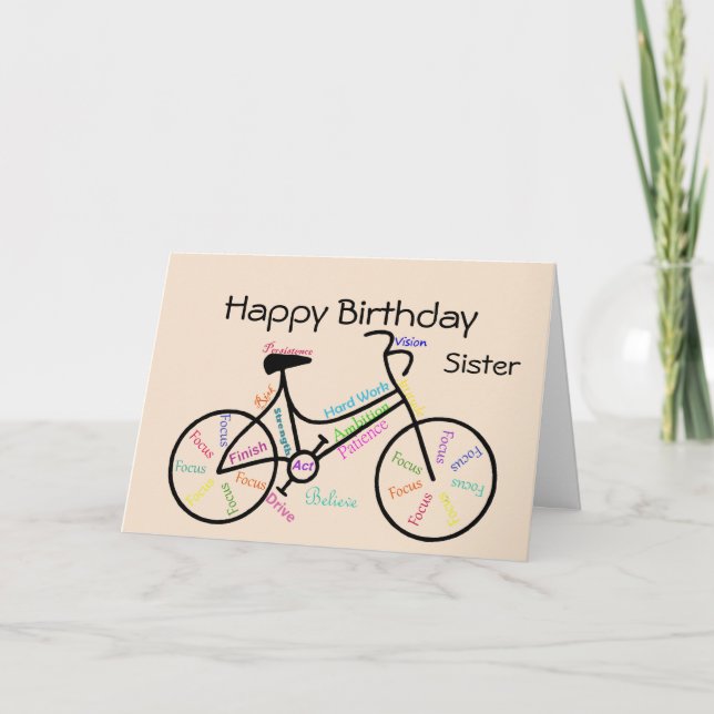 Tarjeta Hermanas: Deseos de cumpleaños para ciclismo y cic (Anverso)