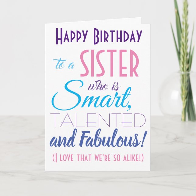 Tarjeta Hermanas divertidas feliz cumpleaños (Anverso)
