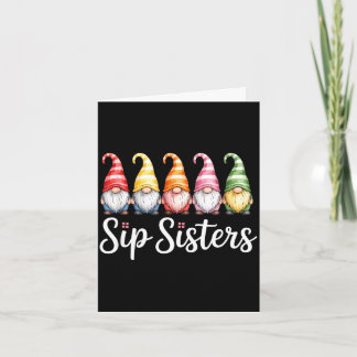 Tarjeta Hermanas divertidas que beben gnomos acuarela dici