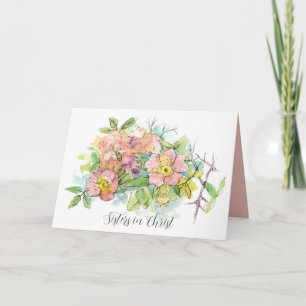Tarjeta Hermanas en Cristo Para Toda la Vida Flores Rosada
