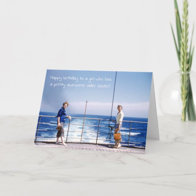 Tarjeta Hermanas Humorísticas Hermanas Retro Cumpleaños Na (Anverso)