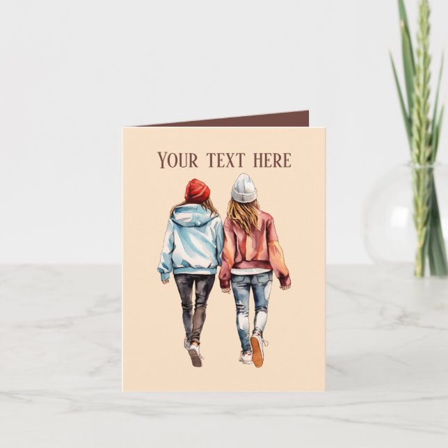 Tarjeta Hermanas o amigos de chicas hábiles (Anverso)