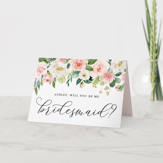 Tarjeta Hermanas Románticas De Flores Rosa Serán Mi Novia (Anverso)