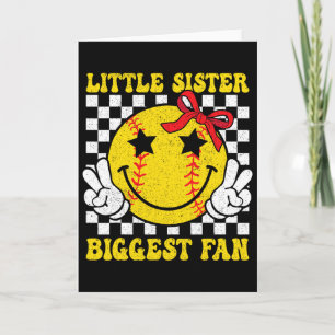 Tarjeta Hermanita mayor fan retro softbol hermana niña