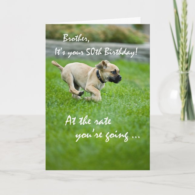 Tarjeta Hermano, 50.º Aniversario Corriendo Cachorros (Anverso)