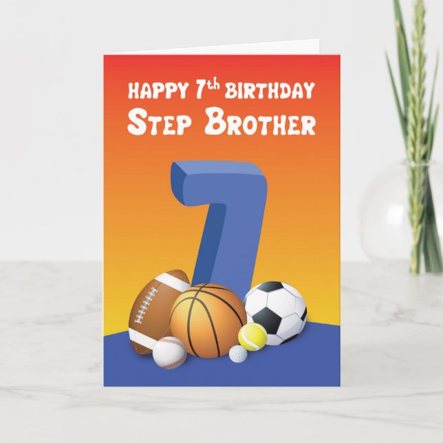Tarjeta Hermano 7 Cumpleaños Pelotas Deportivas (Anverso)