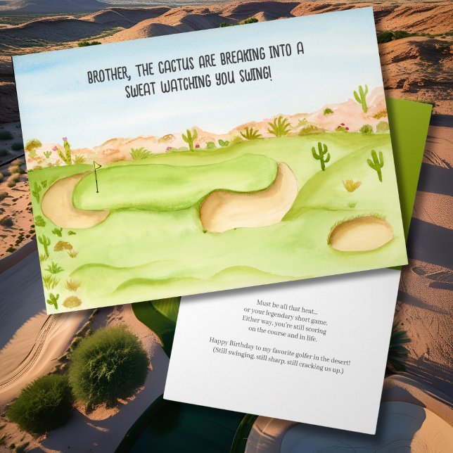 Tarjeta Hermano, Birthday Desert Golf Course Watercolor (Subido por el creador)