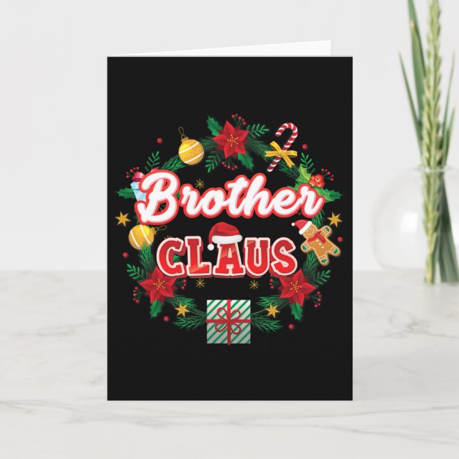 Tarjeta Hermano Claus Navidades Santa Laurel Wreath Mistle (Anverso)