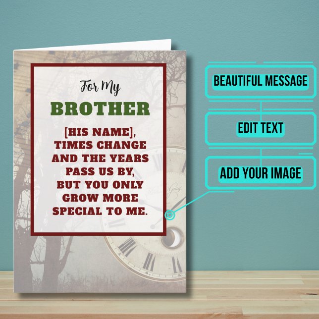 Tarjeta Hermano crece más cumpleaños especial (This sentimental card is for that brother in your life who you appreciate more each year.)