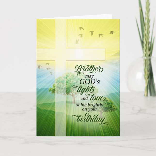 Tarjeta Hermano Cristiano Dios Luz de Amo Cumpleaños (Anverso)