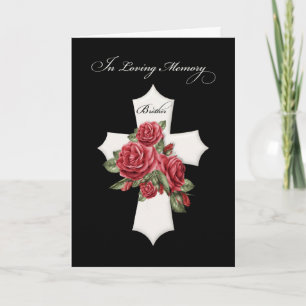 Tarjeta Hermano Cruz de Simpatía Religiosa con Rosas Rojas
