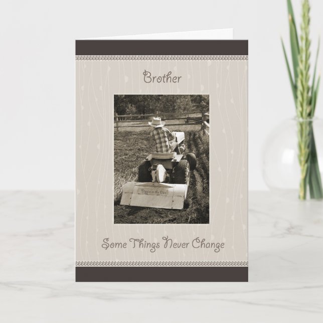 Tarjeta Hermano Cumpleaños Farm Boy Humor (Anverso)