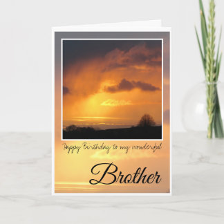 Tarjeta Hermano cumpleaños, sol brillante detrás de nubes 