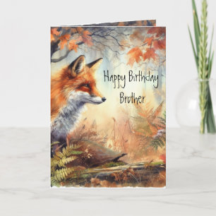 Tarjeta Hermano Cumpleaños Zorro Bosque Vida Silvestre Ani