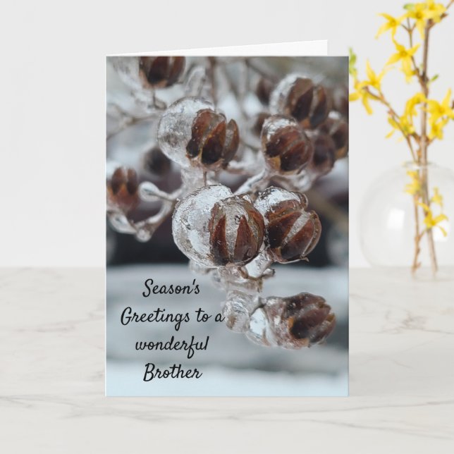 Tarjeta Hermano de la temporada de saludos (flor amarilla)