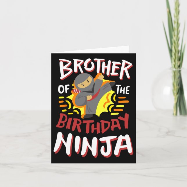 Tarjeta Hermano Del Cumpleaños Ninja Karate Niños Bday Par (Anverso)