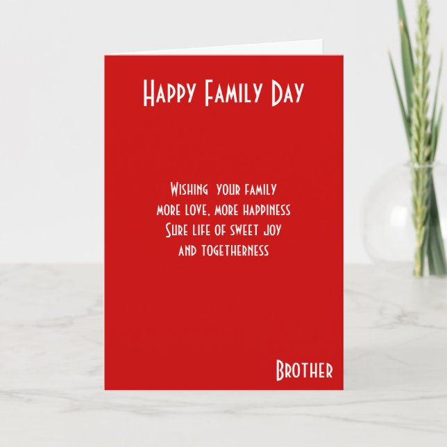 Tarjeta hermano del DÍA DE LA FAMILIA (Anverso)