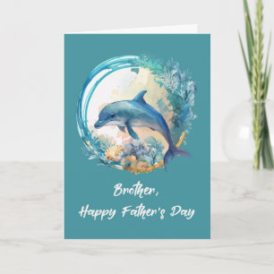 Tarjeta Hermano delfín Día del Padre Olas de la Vida en el