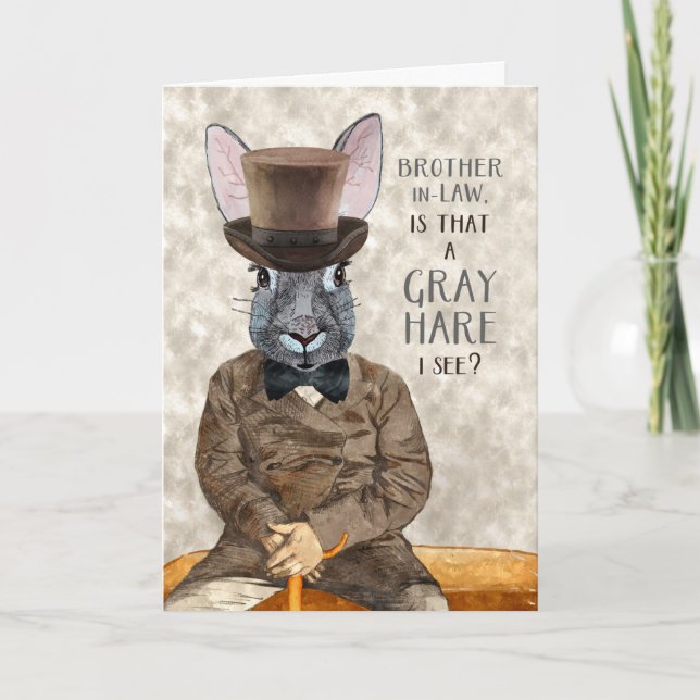 Tarjeta Hermano en Derecho Funny Birday Hipster Rabbit (Anverso)