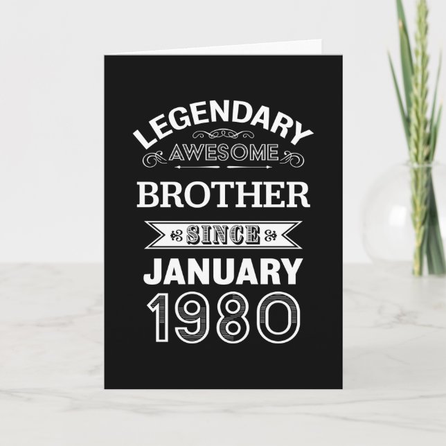 Tarjeta Hermano Enero de 1980 40º regalo de cumpleaños (Anverso)