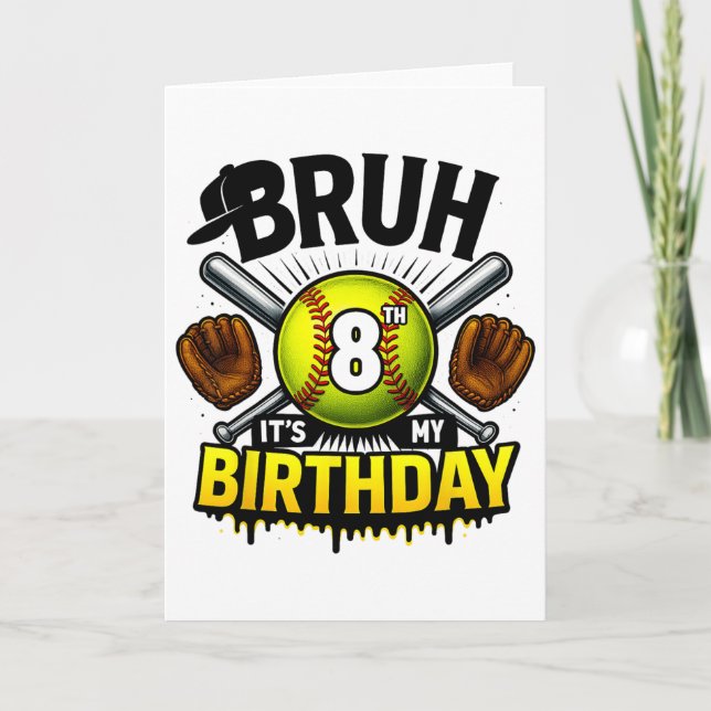 Tarjeta Hermano Es Mi Cumpleaños Número 8 Chicos Suave 8 A (Anverso)