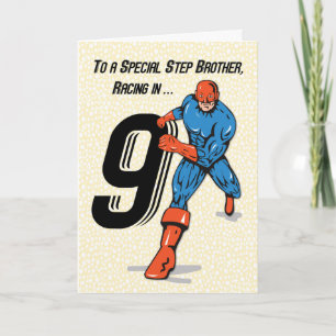 Tarjeta Hermano Especial de Paso Cumpleaños 9 Superhéroe