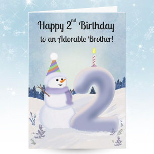 Tarjeta Hermano Feliz Cumpleaños 2 Construcción de muñeco 