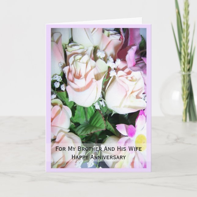 Tarjeta Hermano Floral Y Aniversario Personalizado De La E (Anverso)