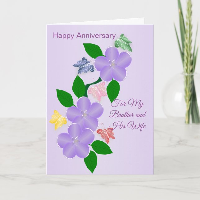 Tarjeta Hermano Floral Y Aniversario Personalizado De La E (Anverso)