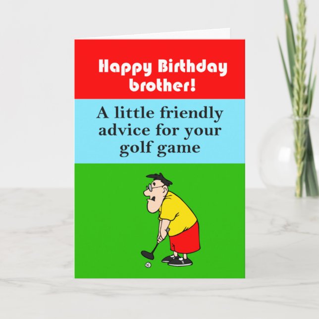 Tarjeta hermano gracioso feliz cumpleaños golfista (Anverso)