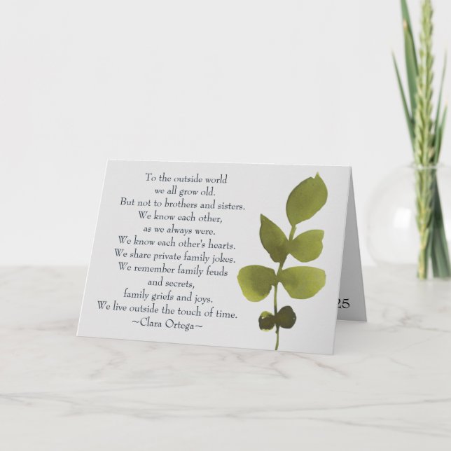 Tarjeta Hermano Hermana Poema Sentimental Cumpleaños Herma (Anverso)