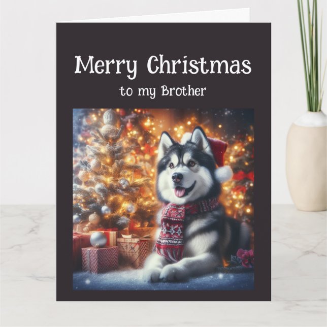 Tarjeta Hermano Mascota de Perro Cute Husky (Anverso)