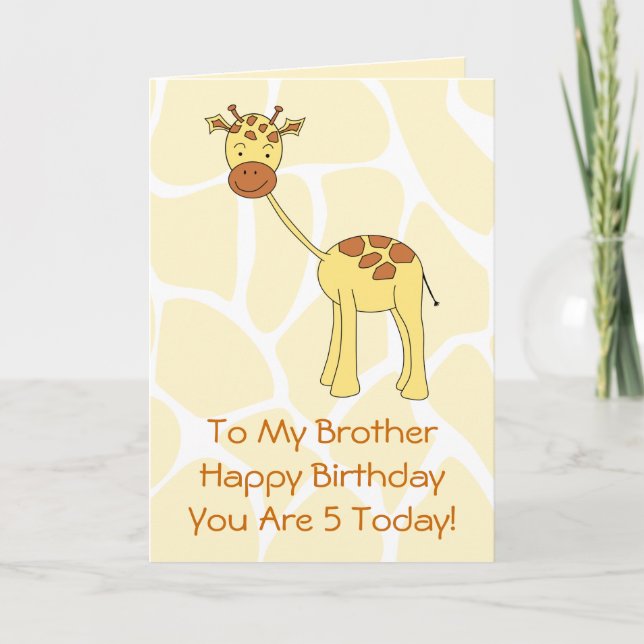 Tarjeta Hermano, quinto cumpleaños. Personalizado de Cute  (Anverso)