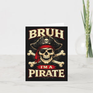 Tarjeta Hermano un parche de ojo de cráneo de pirata hueso