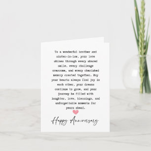 Tarjeta Hermano y cuñada aniversario