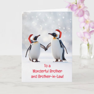 Tarjeta Hermano y esposo Felices Fiestas lindas Pingüinos