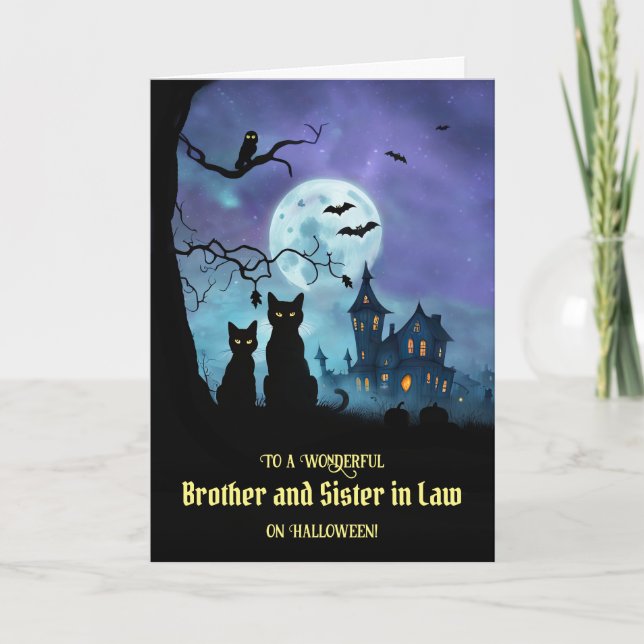 Tarjeta Hermano y hermana en la ley Feliz Gato de Hallowee (Anverso)