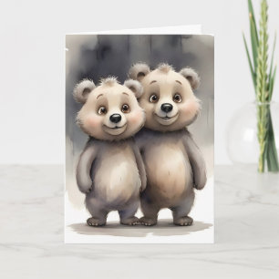 Tarjeta Hermanos de oso lindo Retrato de los mejores amigo