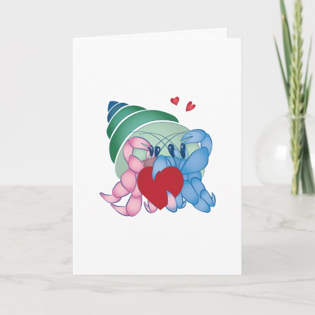 Tarjeta Hermit Crab Couple de Saludo/Aniversario (Anverso)