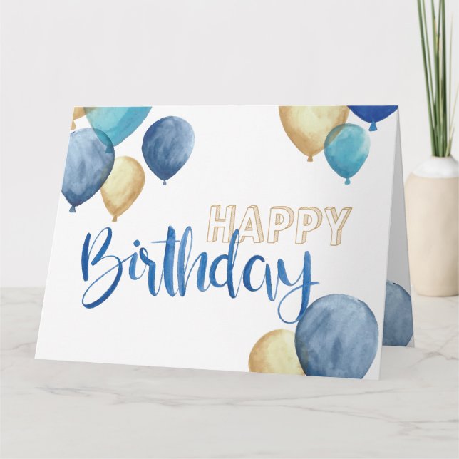 Tarjeta Hermosa acuarela Feliz cumpleaños diseño (Anverso)