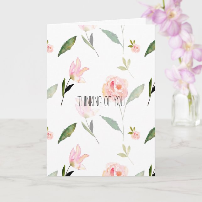 Tarjeta Hermosa acuarela Floral Pensando en ti (Orquídea)