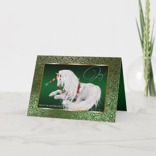 Tarjeta Hermosa alegría de Unicorn Navidades de fantasía