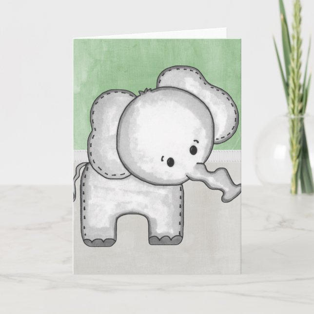 Tarjeta Hermosa bebé elefante zoológico (Anverso)