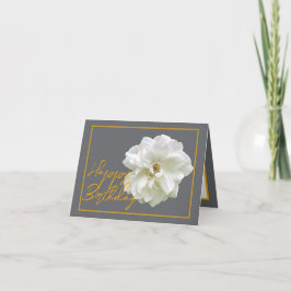 Tarjeta Hermosa Bonito de flores de rosa blanca Feliz cump