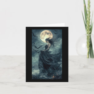 Tarjeta Hermosa Bruja Fantasía Gótica Vampiro Luz de Luna 