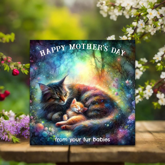 Tarjeta Hermosa casa de agua de Mama Cat Día de la Madre (Subido por el creador)