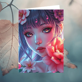 Tarjeta Hermosa Chica Anime Cumpleaños